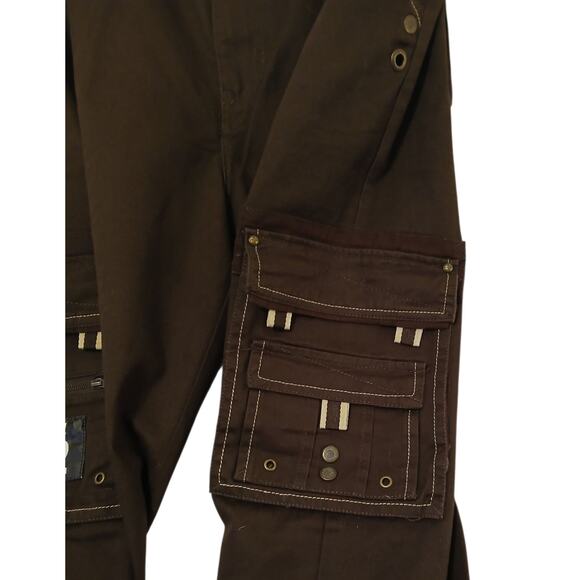 PJ Mark Mens Brown Cargo Pants 36x32 NWT Loose Fit Multi Pocket Utility i-fe - Picture 10 of 12